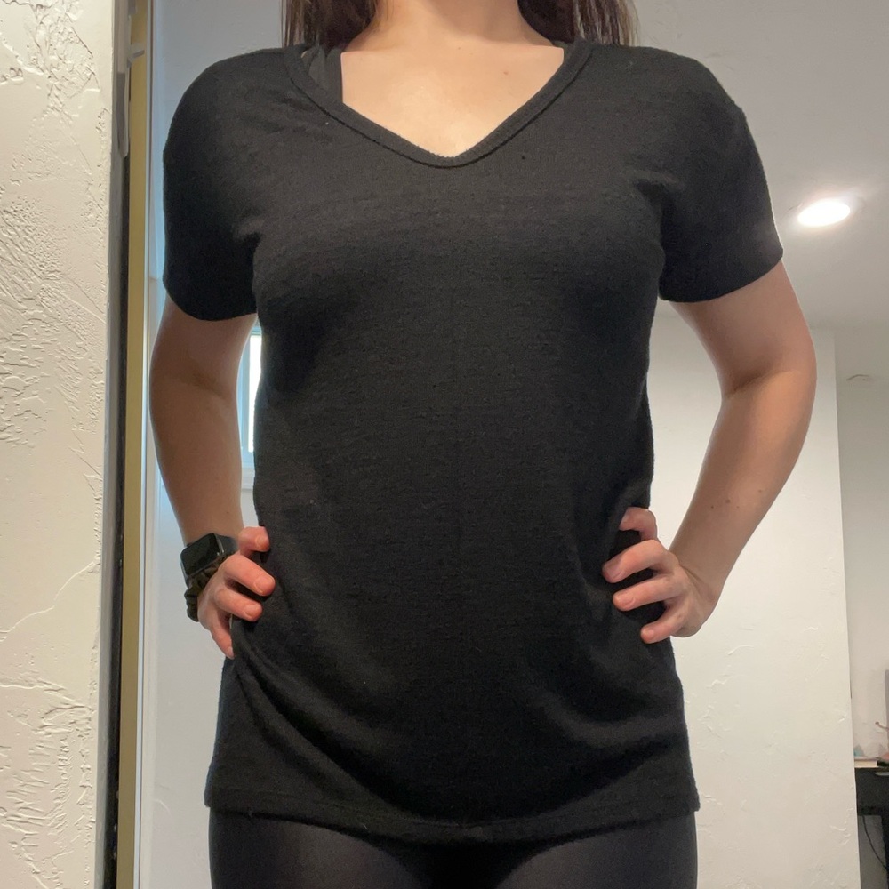 Women’s Small GAP Black Fitted Short Sleeve Sweater Shirt